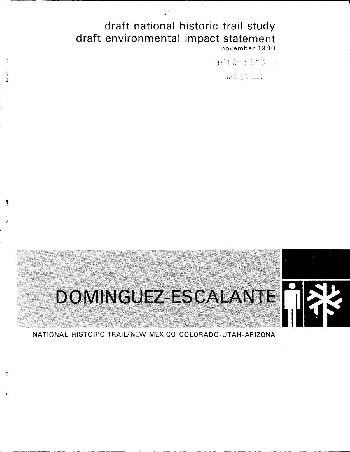 Dominguez-Escalante National Historic Trail, Draft National Historic Trail Study, 1980 Cover Page