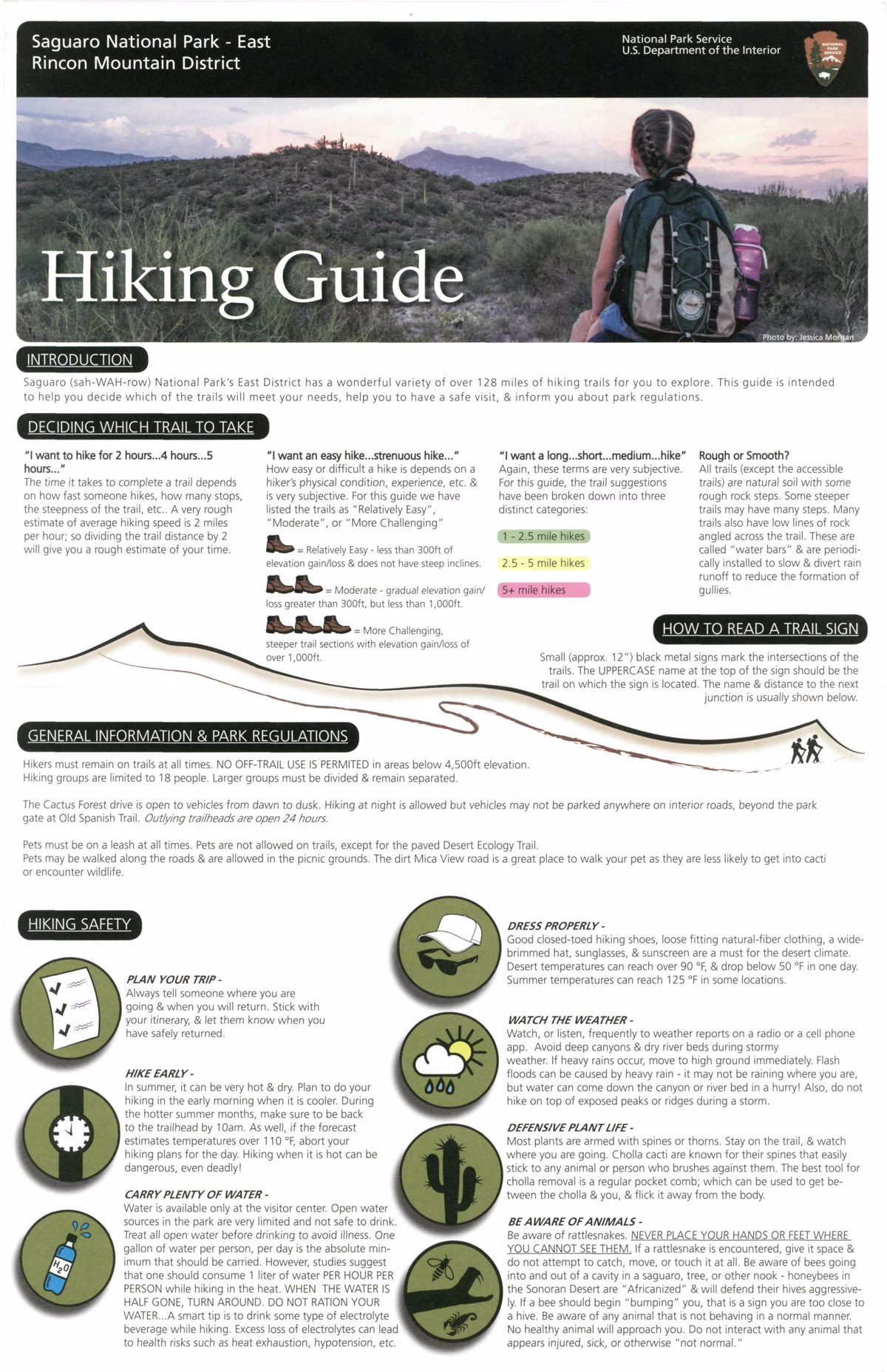 Saguaro National Park - East - Rincon Mountain District - Hiking Guide - 2019 Cover Page