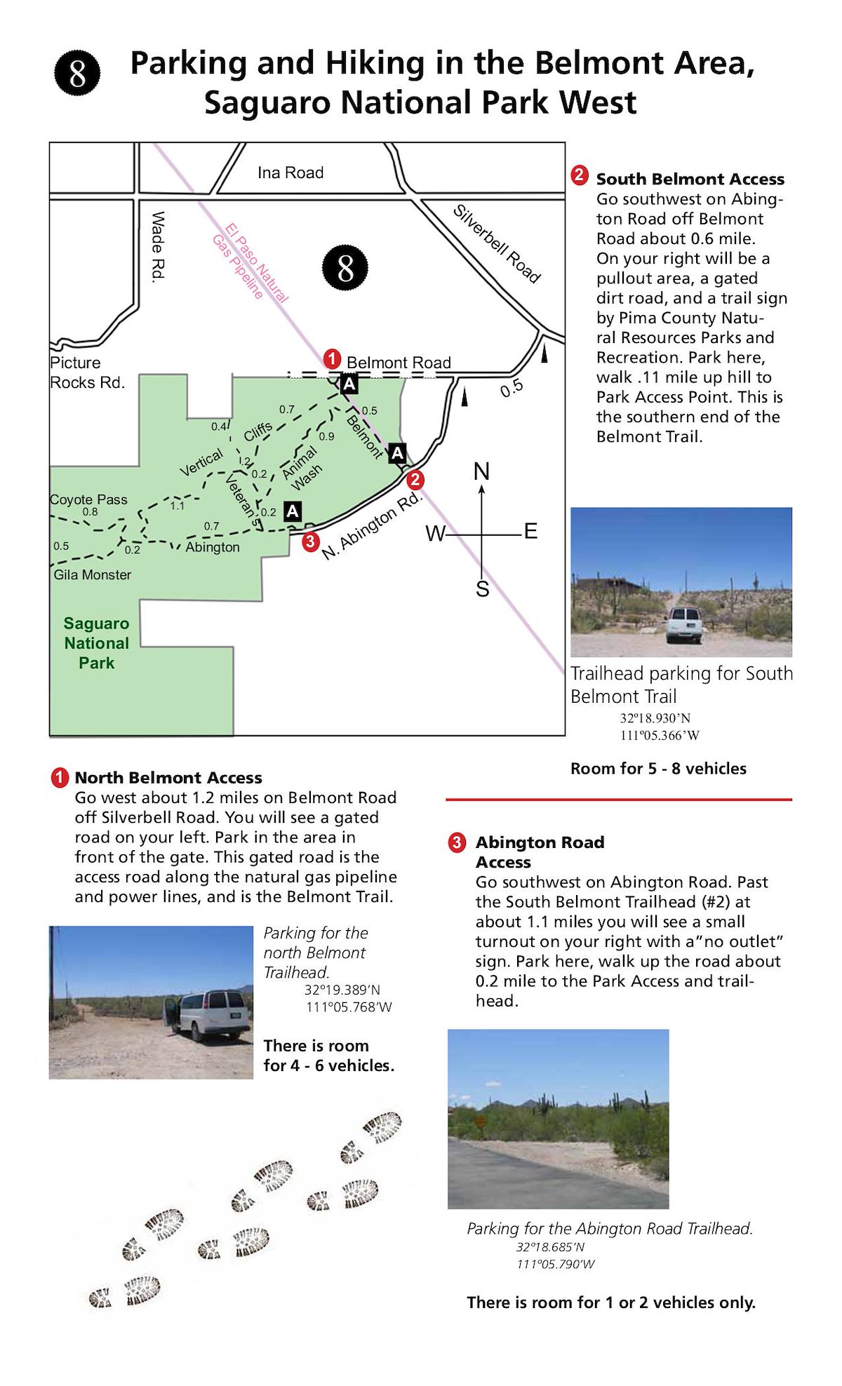 Saguaro National Park Scenic Loop and Belmont Area Trails Parking Map - Page 2