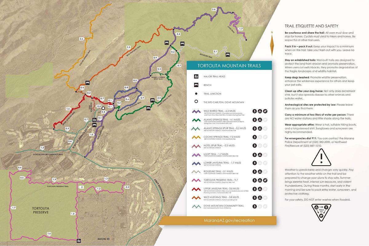 Tortolita Mountains Trail Map from Marana Park & Recreation Cover Page