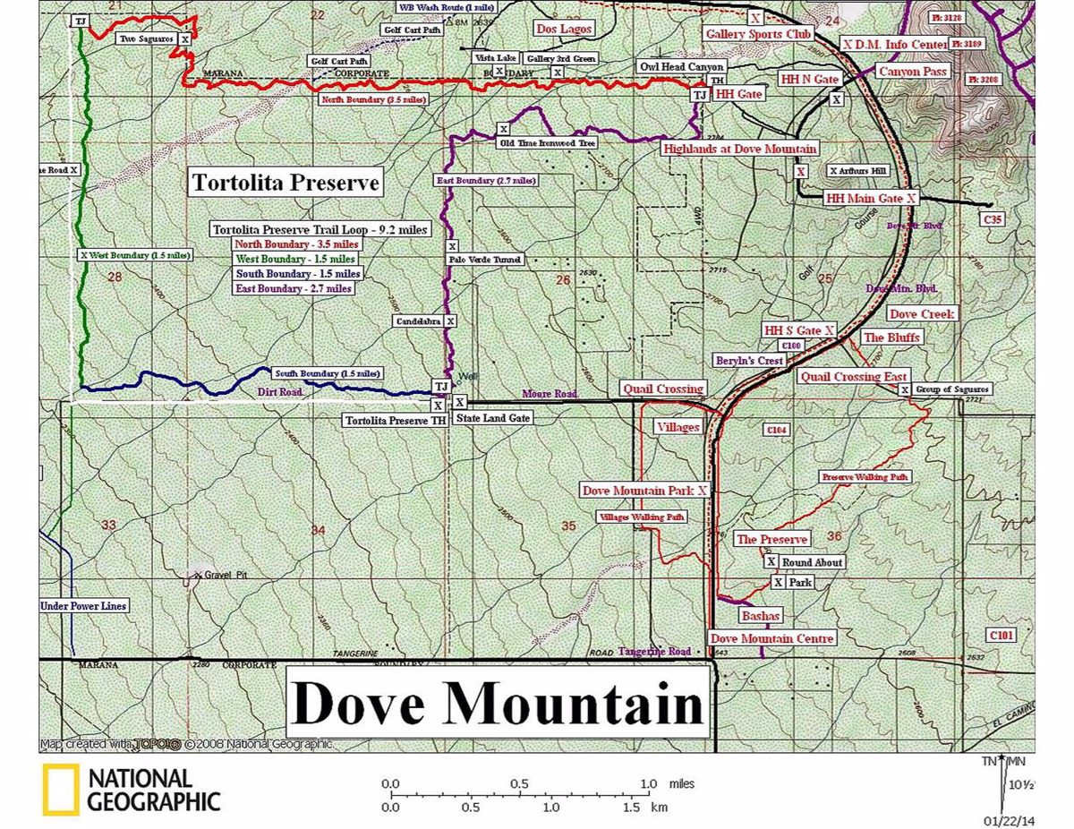 Tortolita Preserve Hiking and Bike Map - Dove Mountain Hikers Cover Page