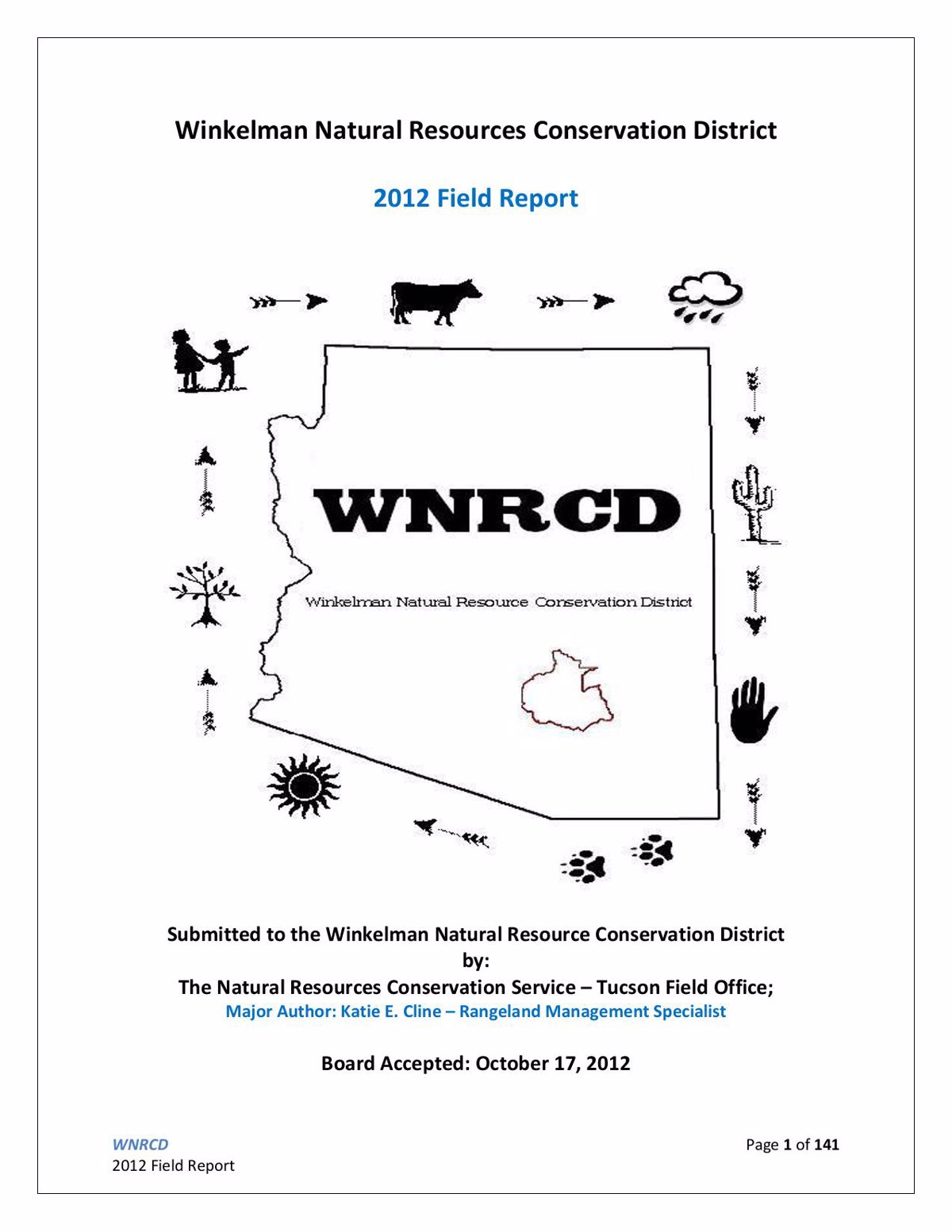 Winkelman Natural Resources Conservation District 2012 Field Report Cover Page