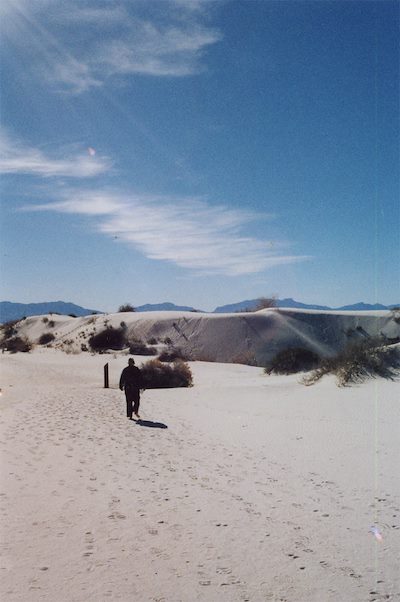 2001 March Alison Hiking in White Sands