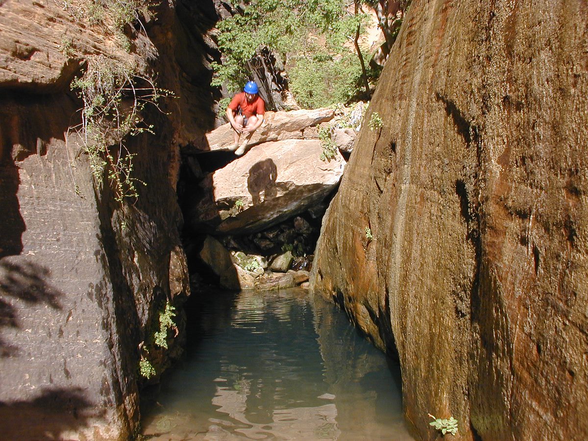 2004 August Charles Jumping in Mystery Canyon