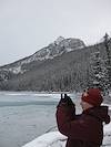 2009 November Alison taking a picture of Lake Louise