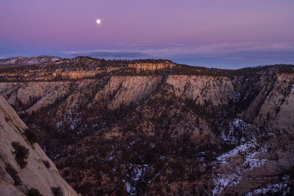 2014 February Moonrise and Sunset from the Observation Point Trail 02