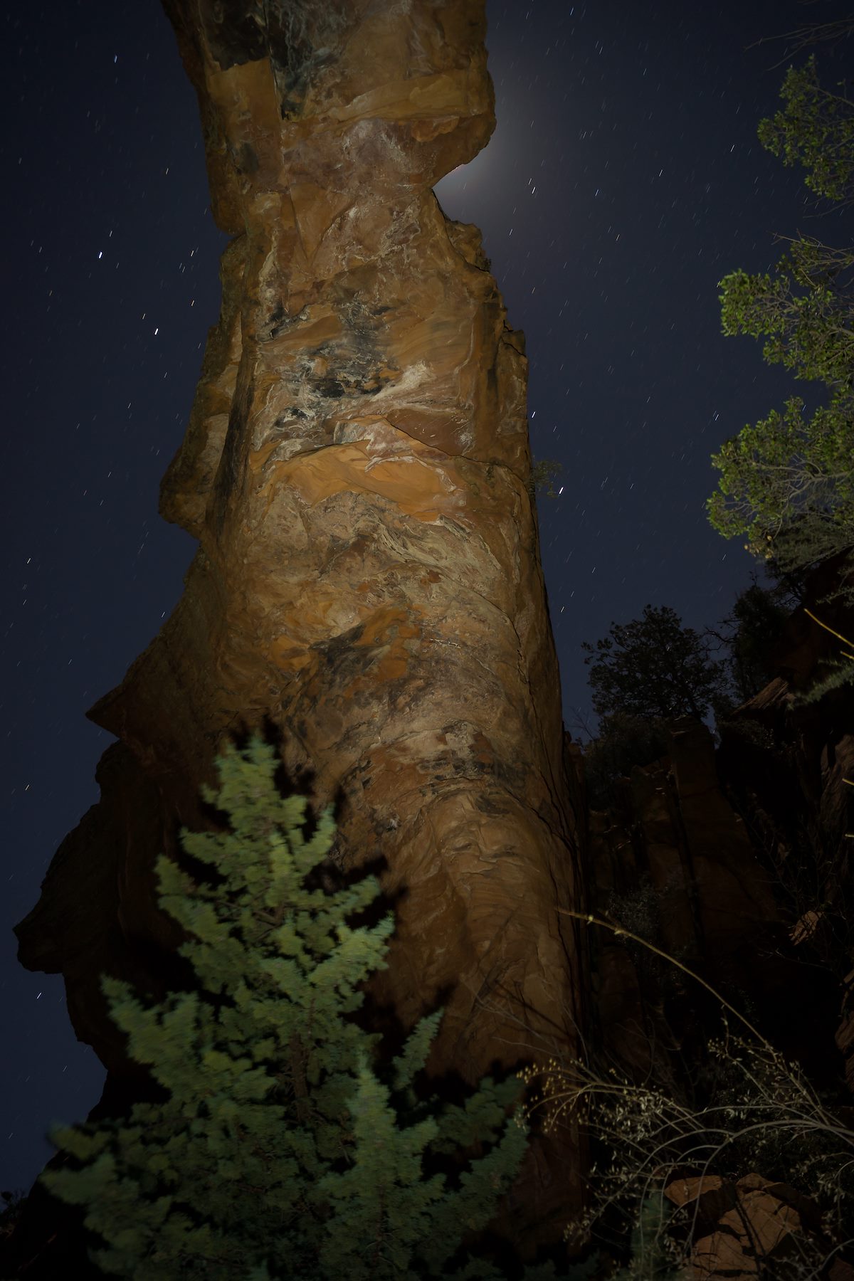 2014 February Under Devils Bridge with the Moon Behind
