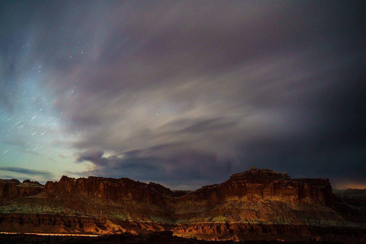 2016 October Cliffs Clouds and Stars over Highway 24 in Utah