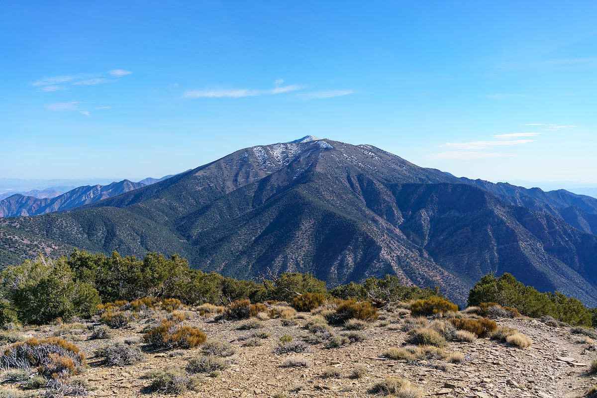 2018 April Starting down from Wildrose Peak with Telescope Peak in the background