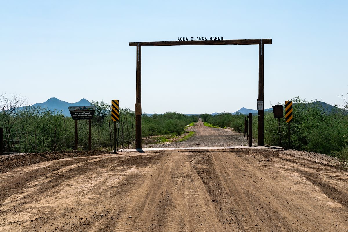 2018 August Agua Blanca Ranch Sign at the Manville Road Entrance to the Ironwood Forest National Monument
