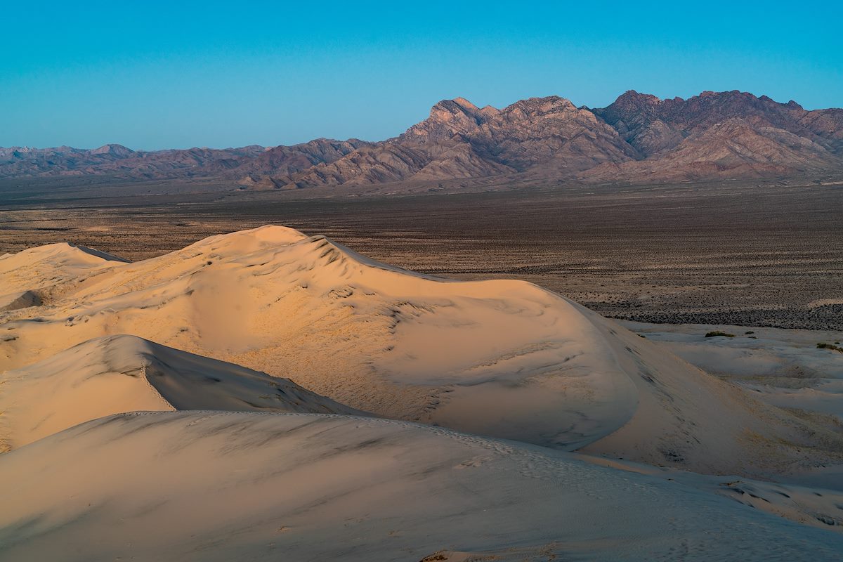 2018 October Kelso Dunes and Mountains Beyond just after Sunset