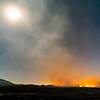 2020 June Smoke and Flames from the Bighorn fire under the Moon and Stars