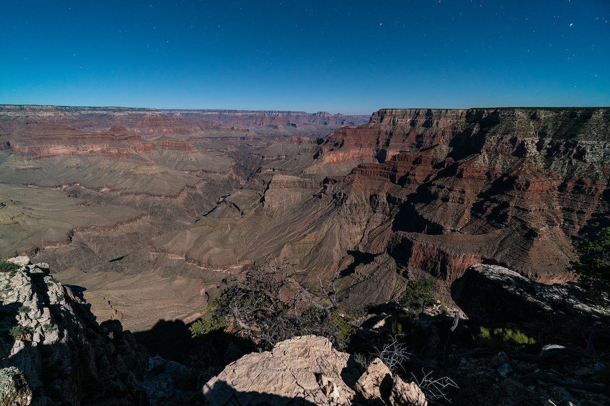 2020 October Bright Moon Light in the Grand Canyon from Yuma Point