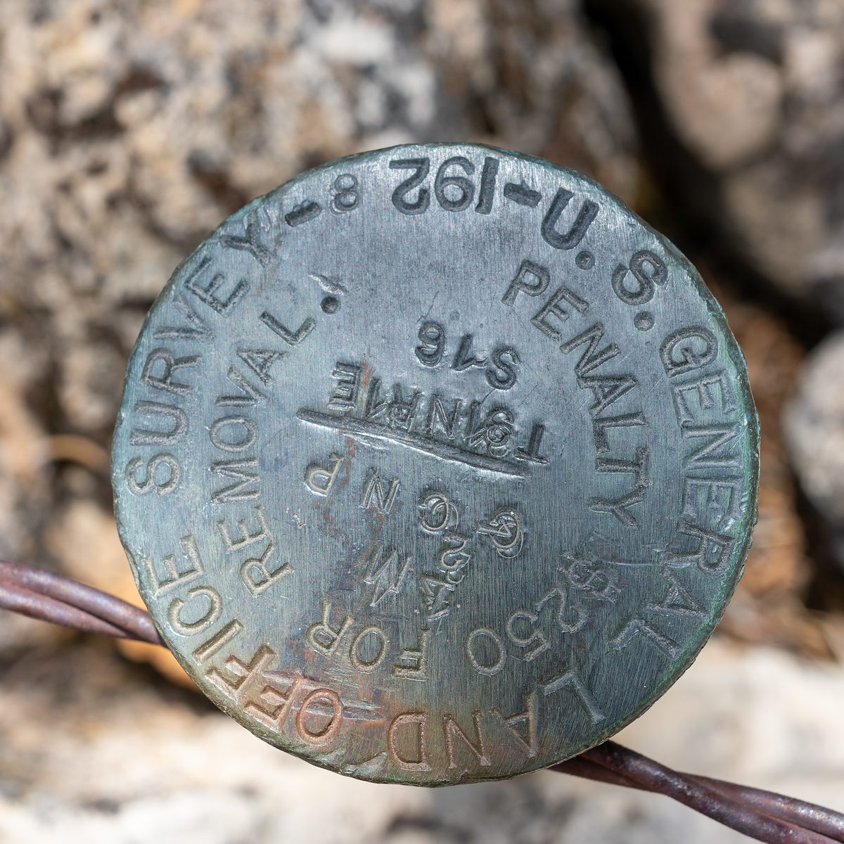 2021 April 1928 General Land Office Marker along the Grand Canyon National Park Border