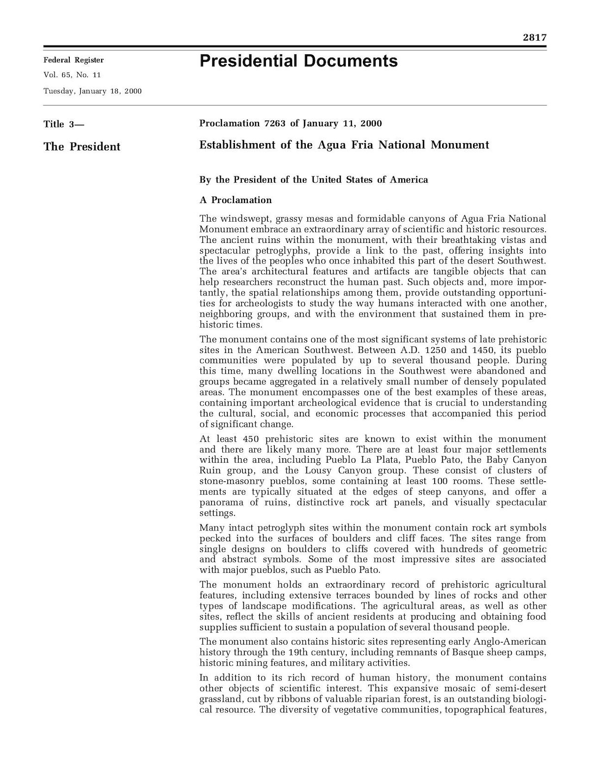 Presidential Proclamation 7263 - Establishment of the Agua Fria National Monument - Page 3