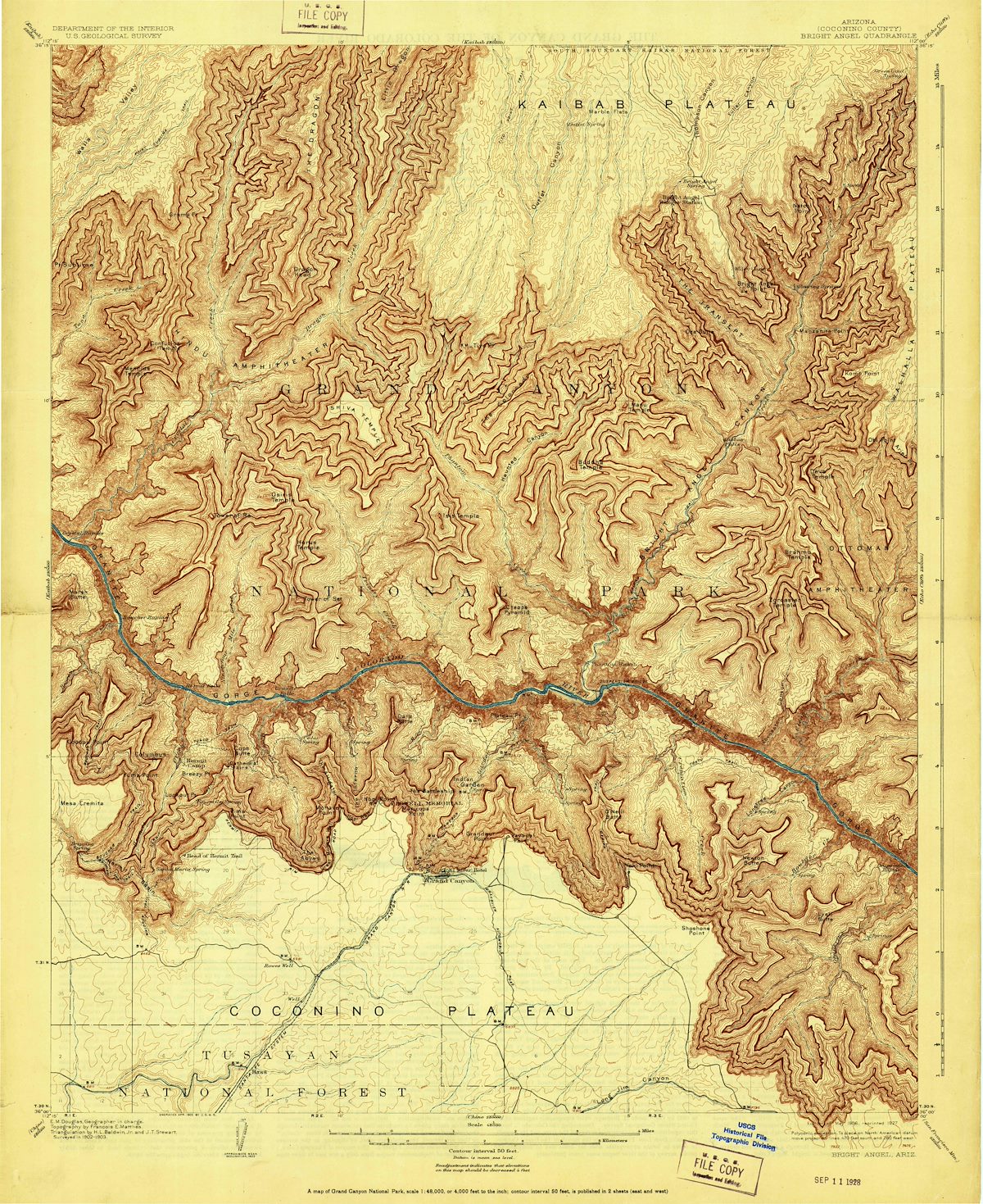 Bright Angel Arizona 1:48,000 Topo - May 1906, Reprinted 1927