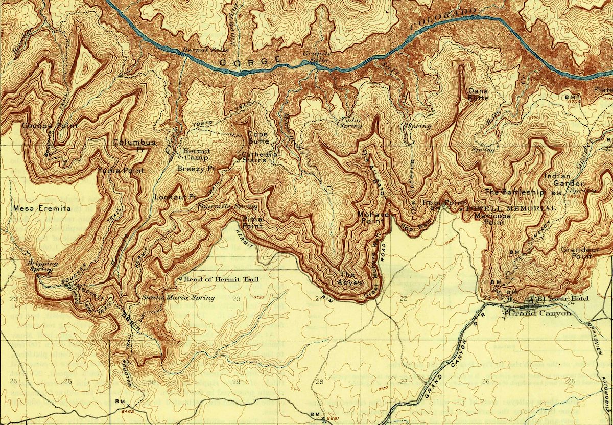 Cocopa Point East to the Grand Canyon Village - 1906, Reprinted 1927