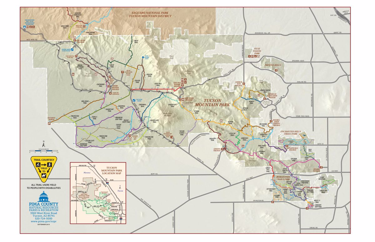 PimaCountyTucsonMountainPark TrailMap September2019 CoverPage  For Display  1200w  776h 