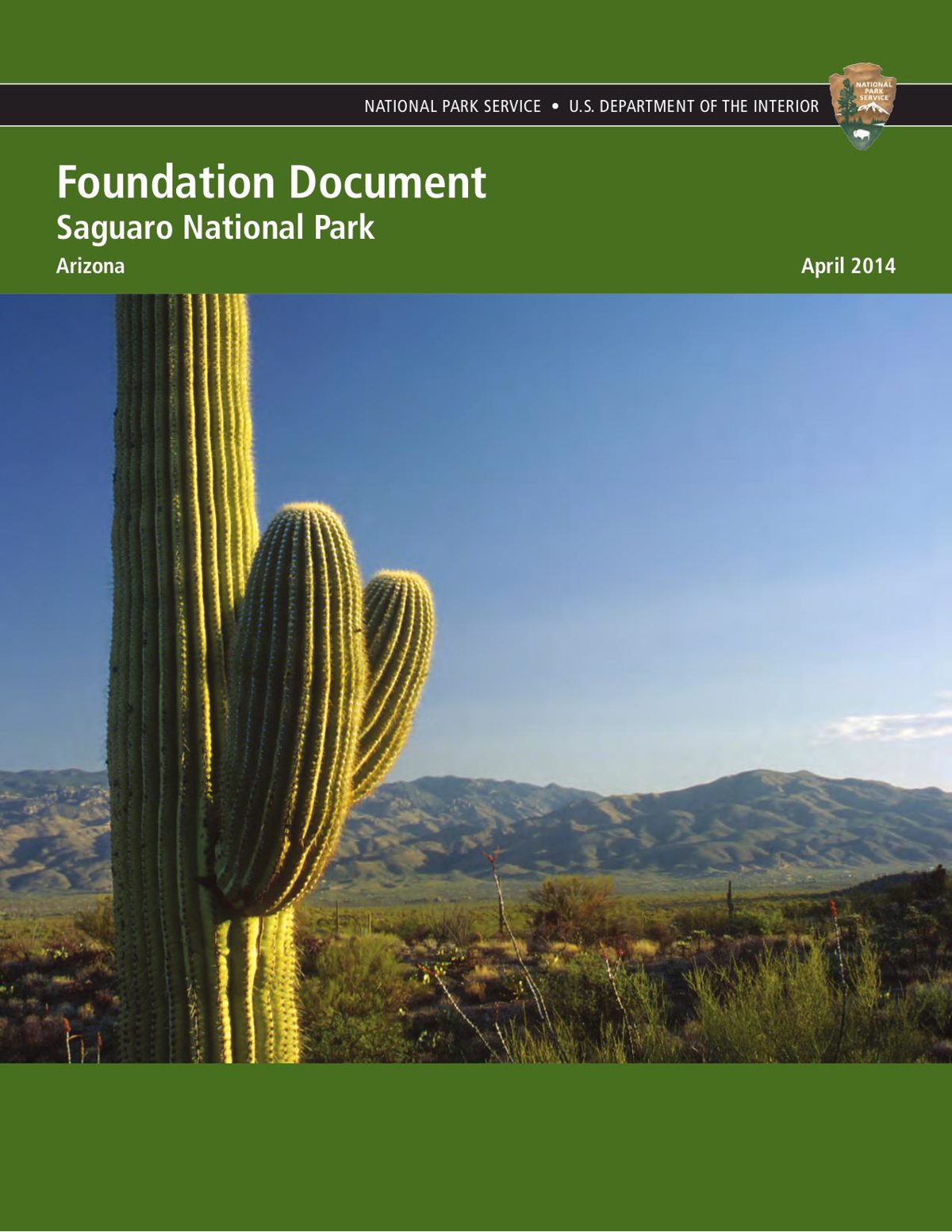 Foundation Document - Saguaro National Park - Arizona, April 2014 Cover Page