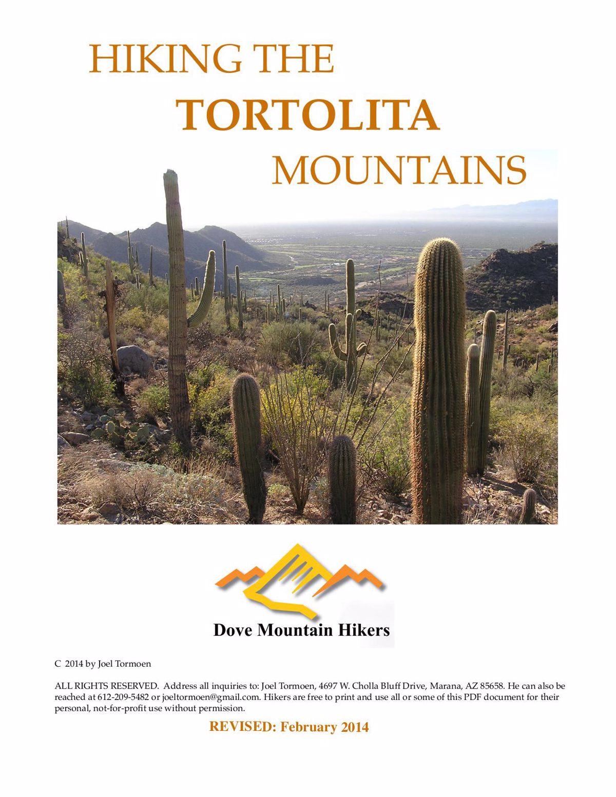 Hiking The Tortolita Mountains - Dove Mountain Civic Group Cover Page