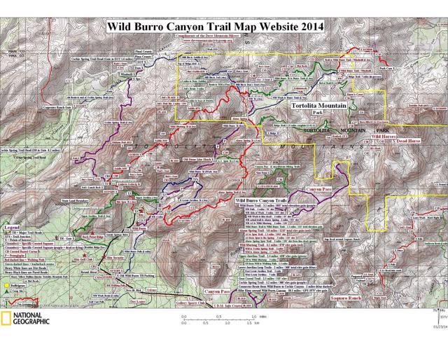 Tortolita Mountains Trail Map From Marana Park & Recreation