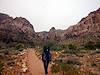 2003 April Alison walking out to Mescalito in Pine Creek Canyon