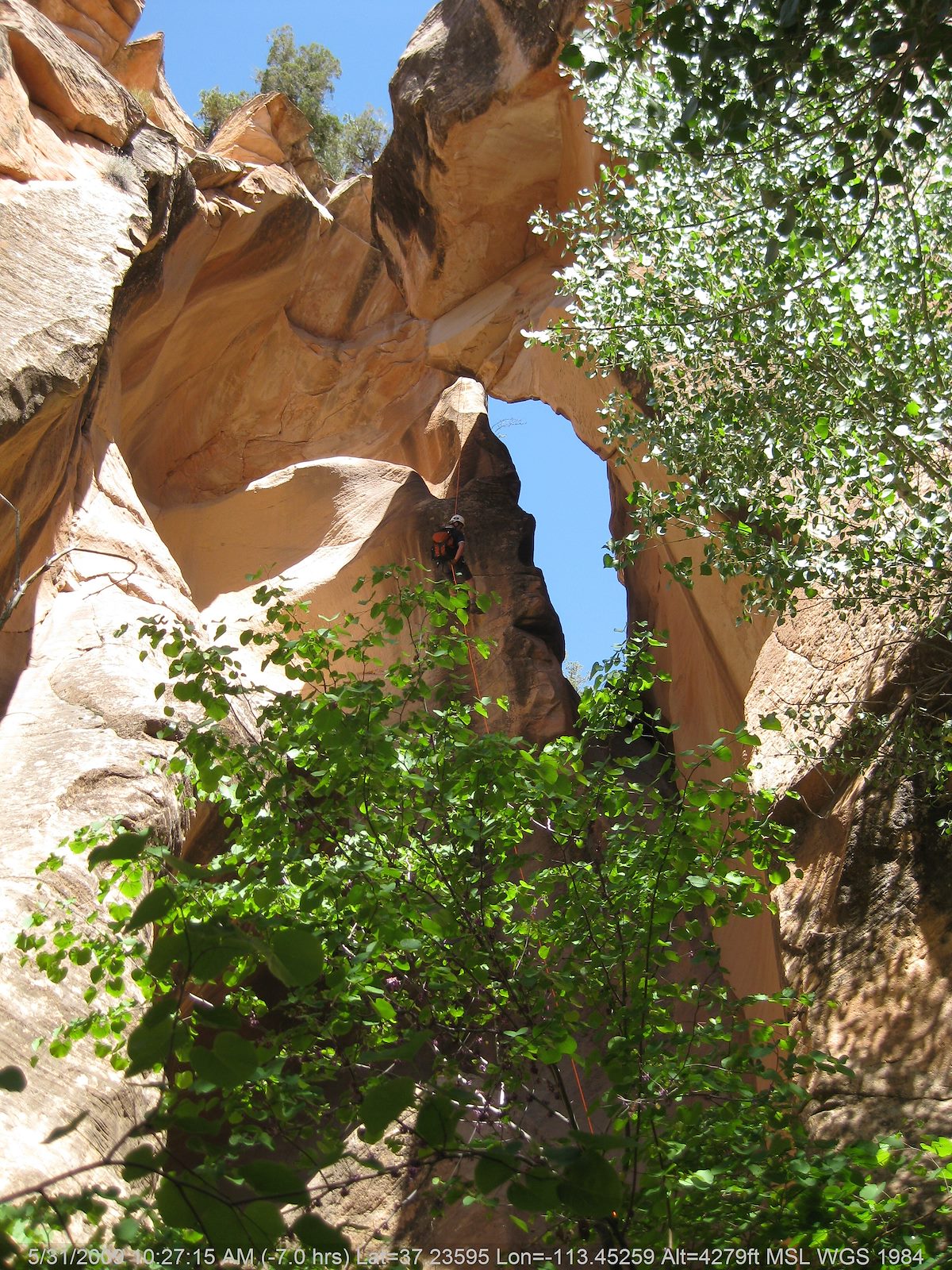 2009 May Dana on the rappel 1