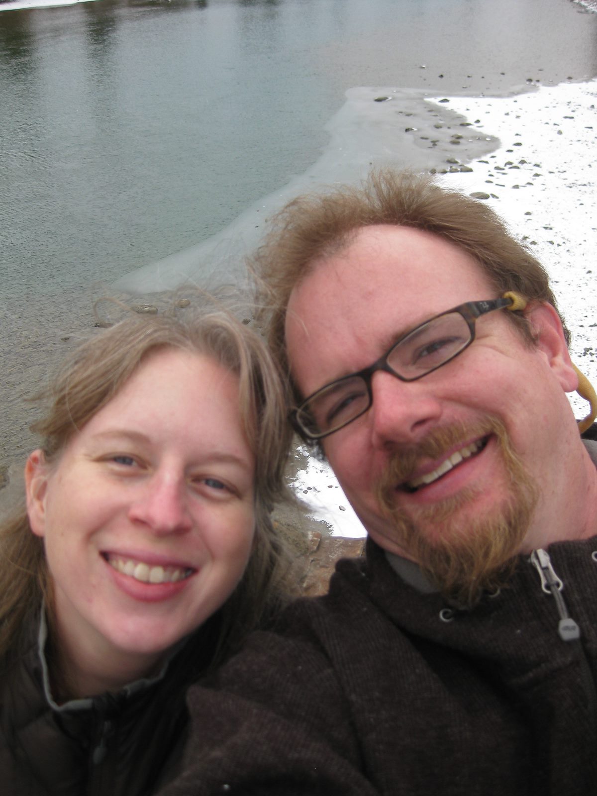 2009 November On the bridge over the Bow River in Banff