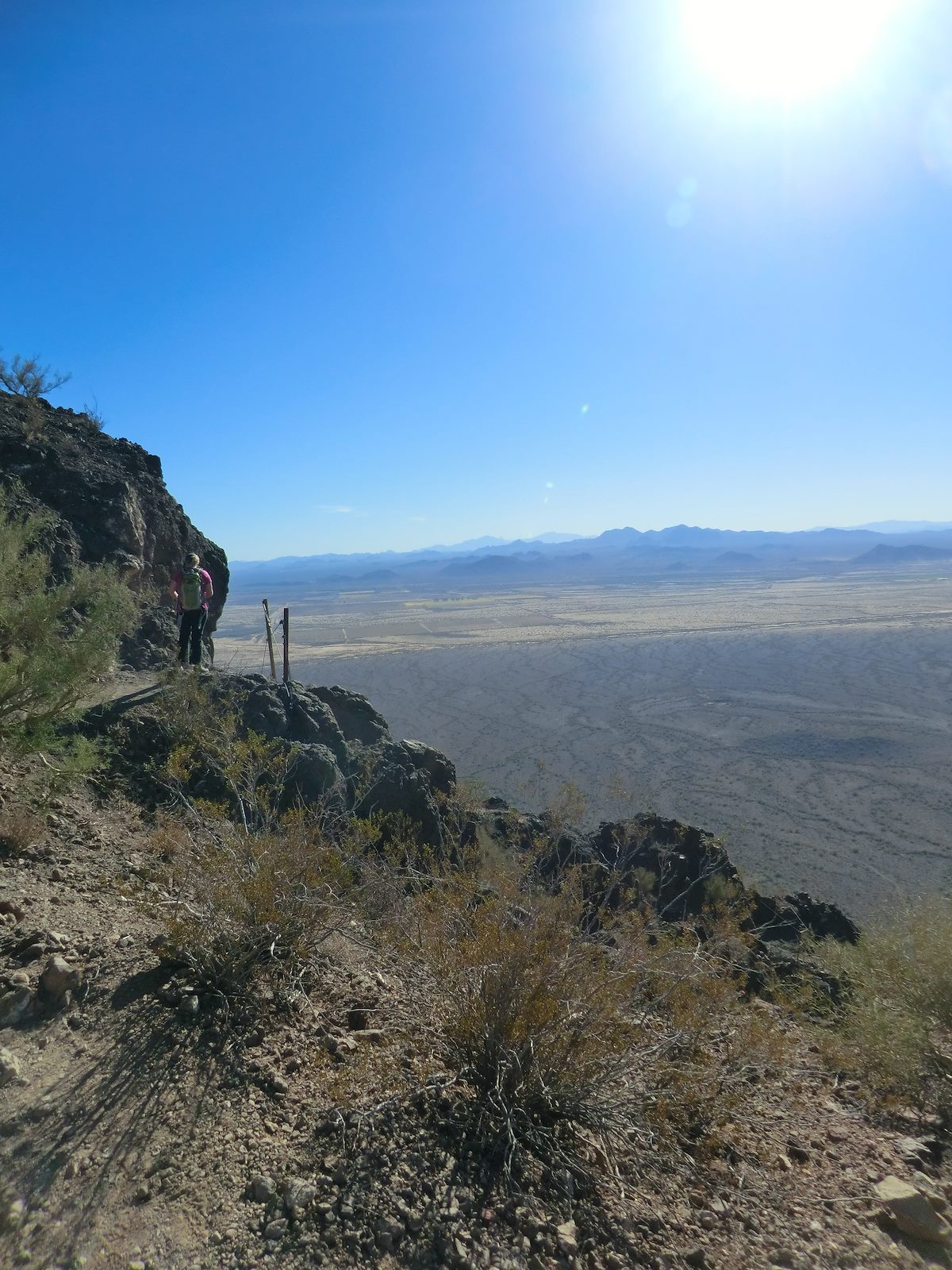 2012 December Alison above the last cable section on the way to Picacho Peak