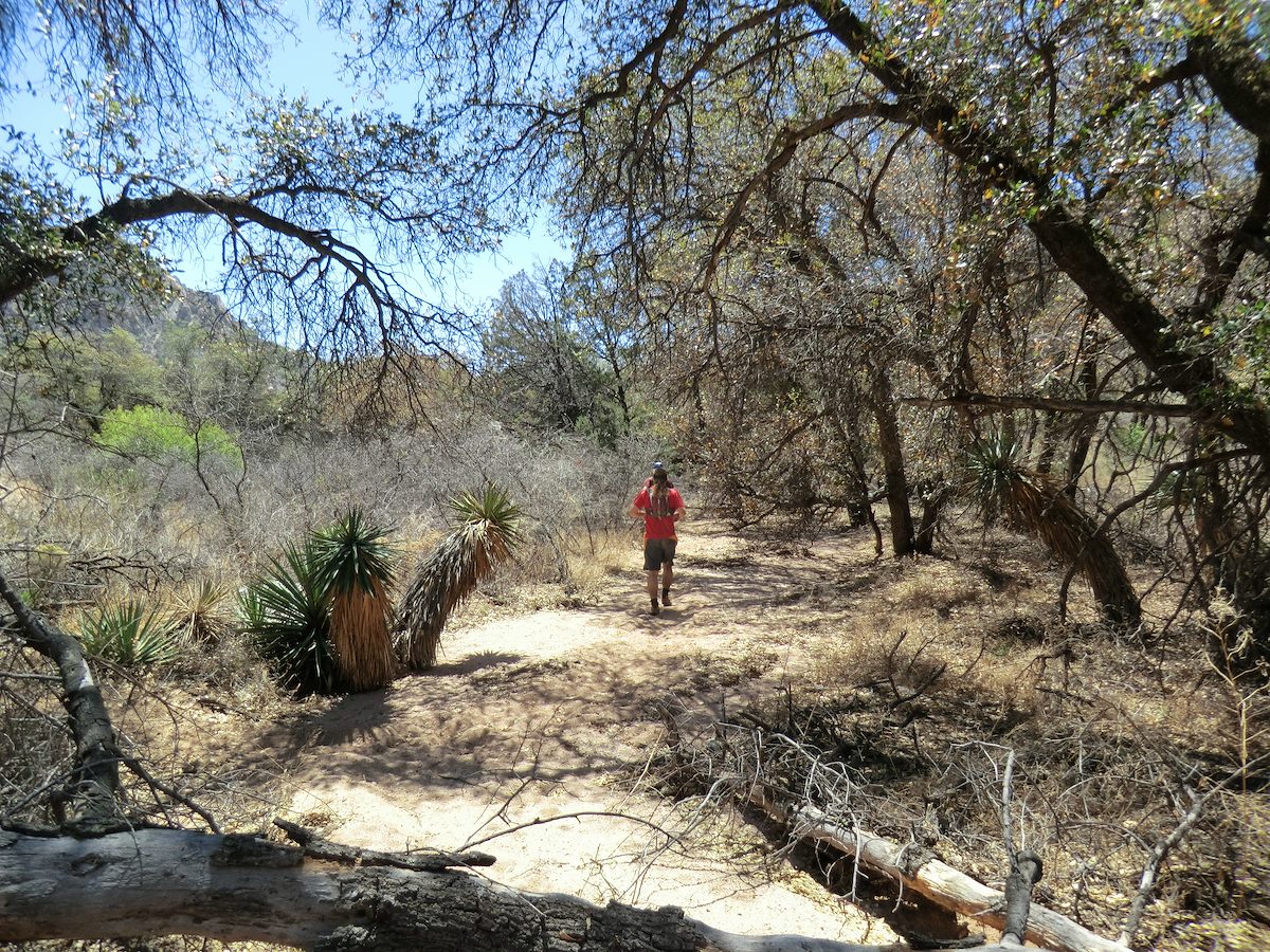 2013 April Charles and Ryan in the wash down to Slavin Gulch