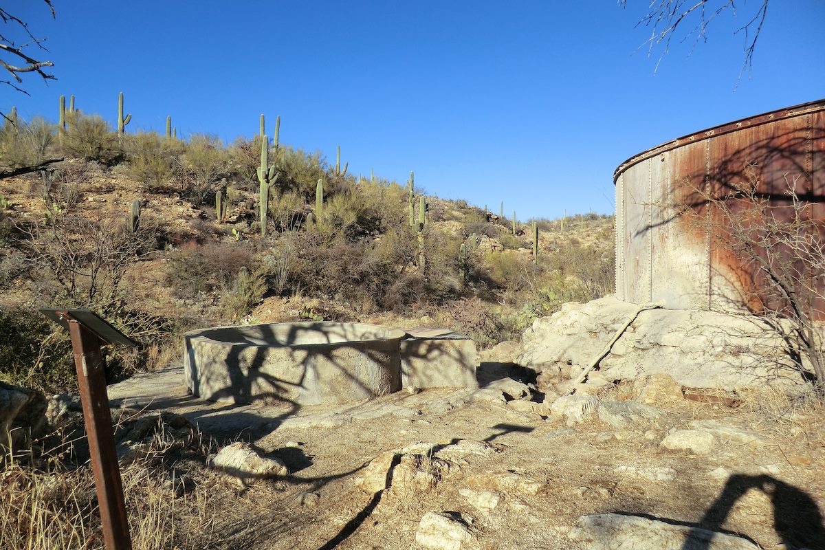 2013 January Steel Tank and Smaller Cement Tank below Rock Spring