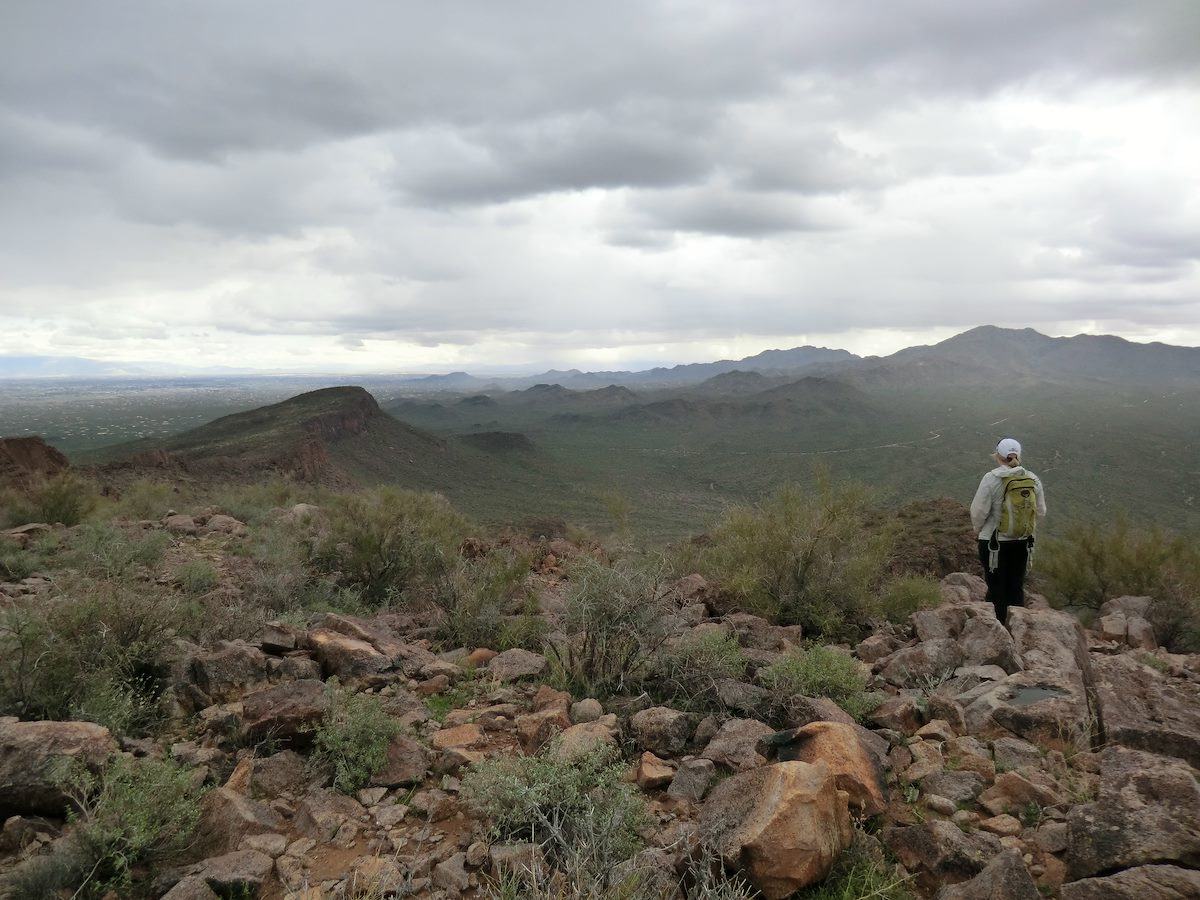 2013 March Alison Watching the Clouds over Wasson Peak and the Tucson