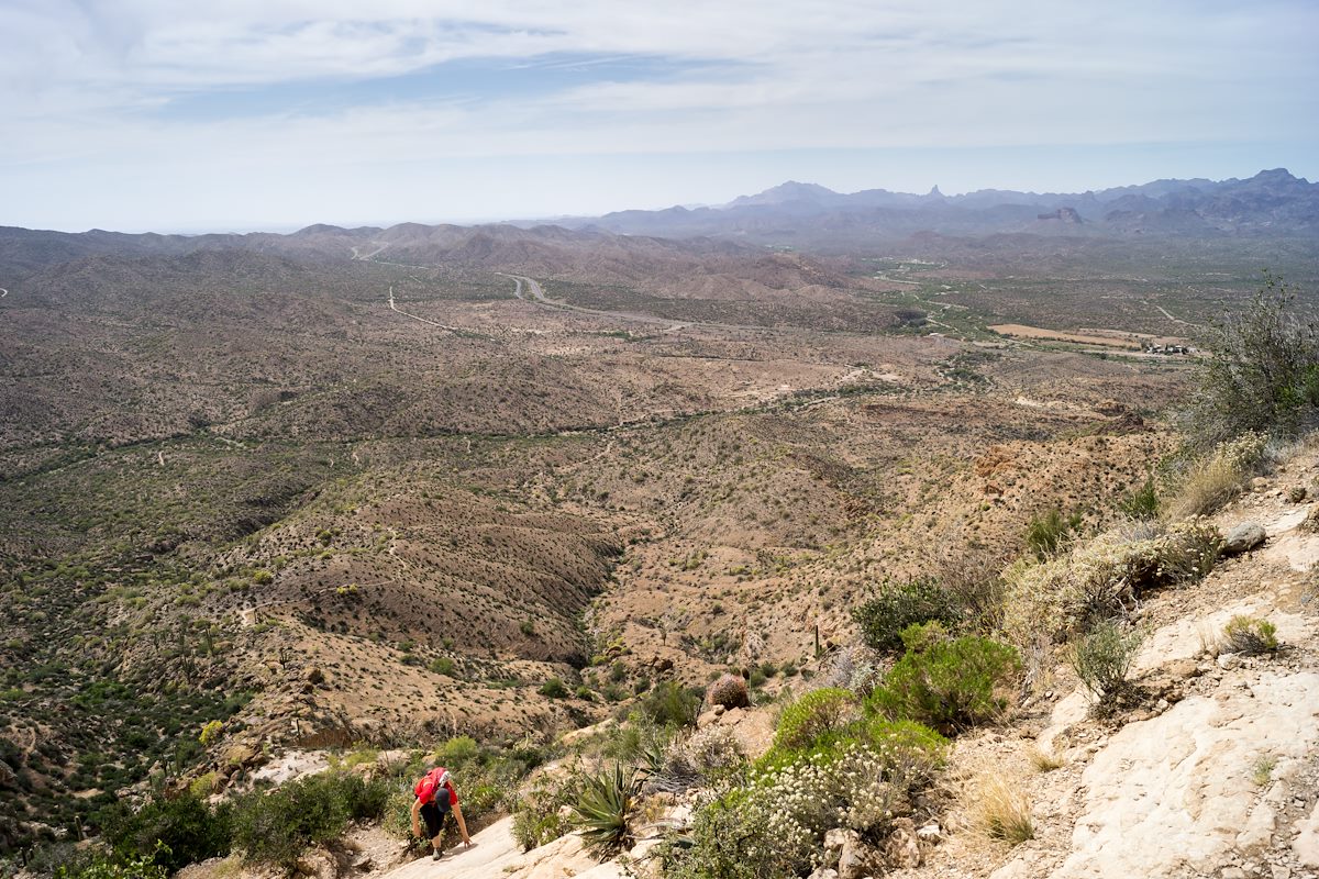 2014 April Alison on a steep section of trail