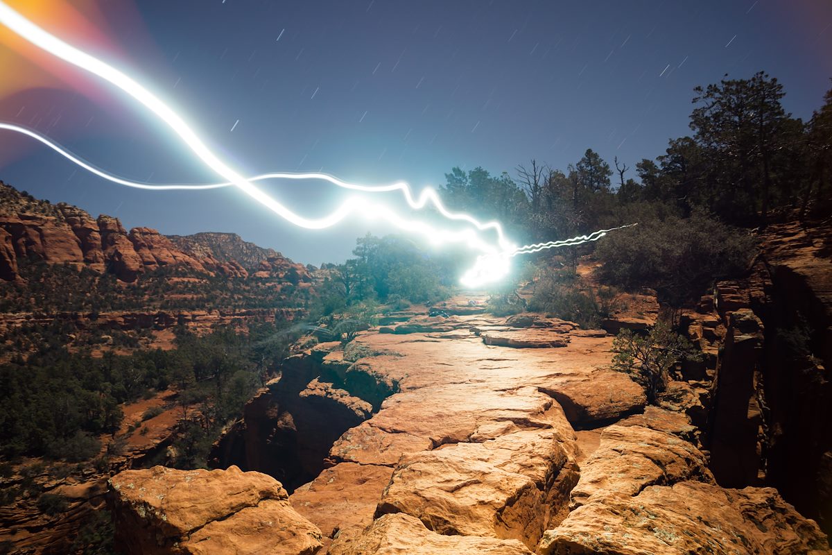 2014 February Headlamp Trails across Devils Bridge