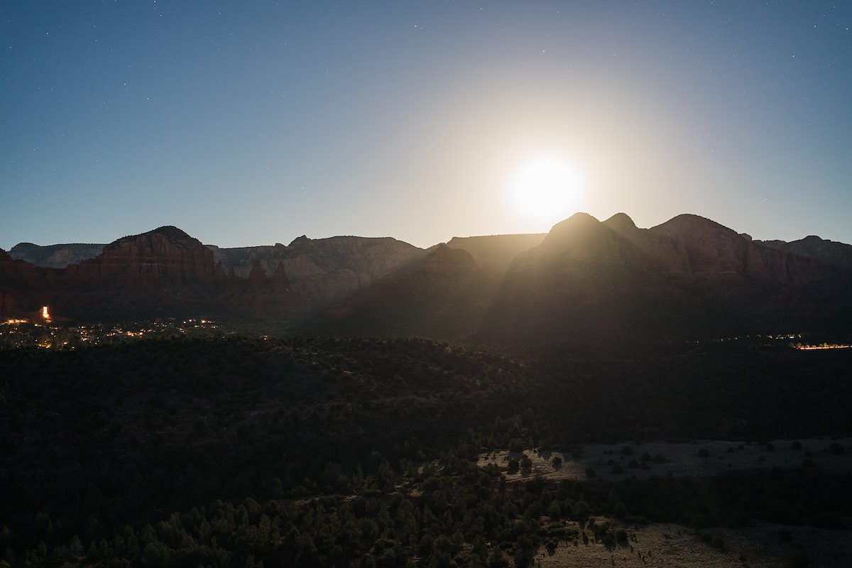 2016 February Sedona in Moonlight from Cathedral Rock 01