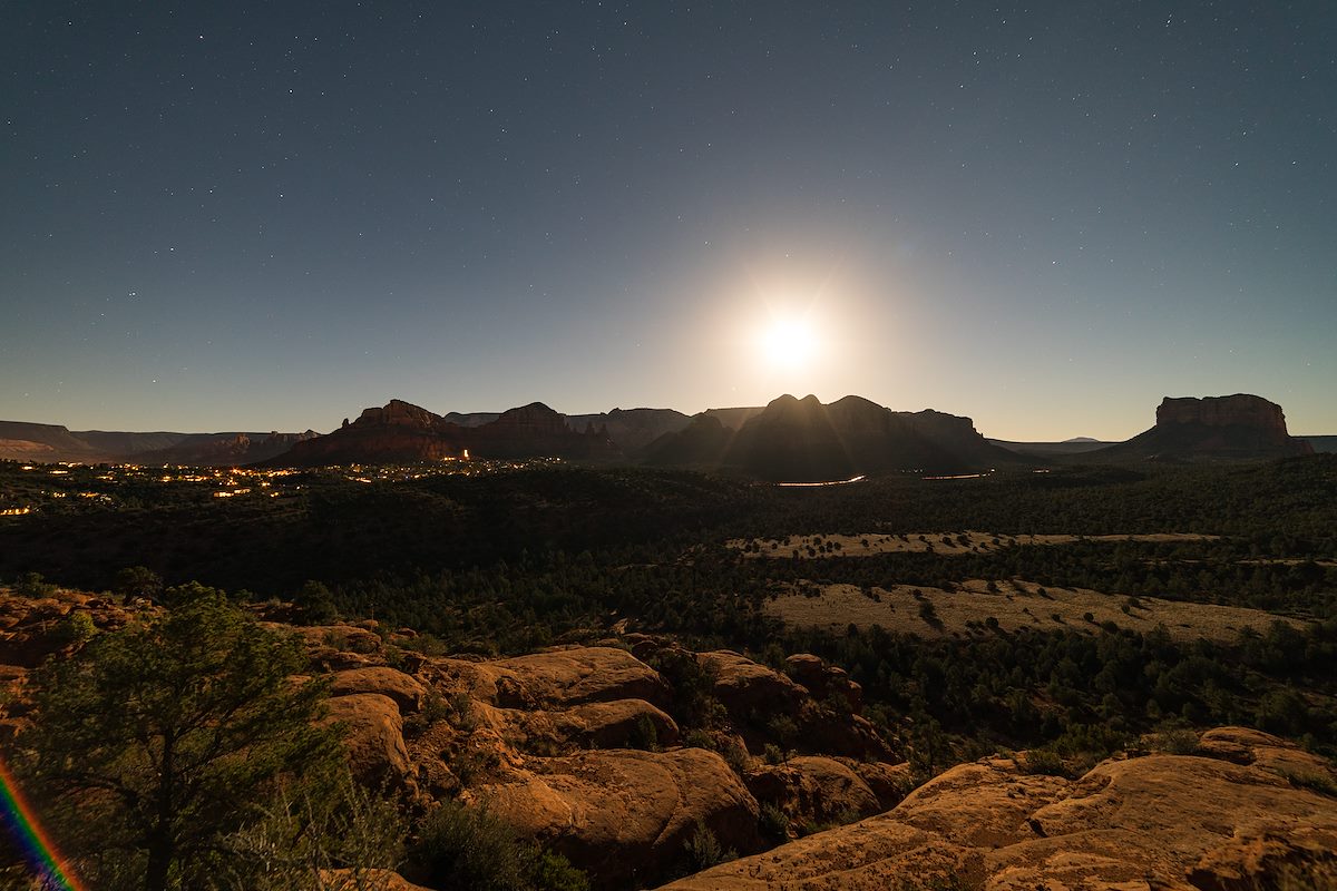 2016 February Sedona in Moonlight from Cathedral Rock 02