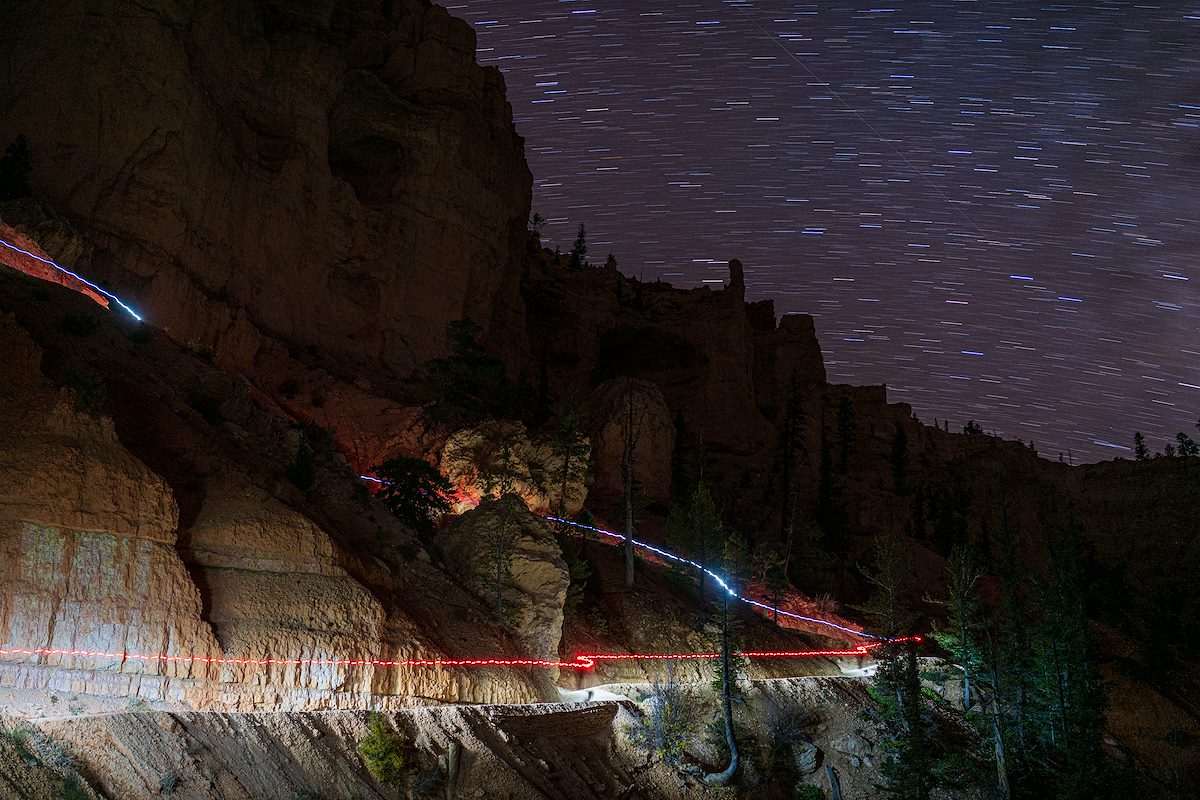 2016 October Alison Hiking up the Peek A Boo Trail under the Stars