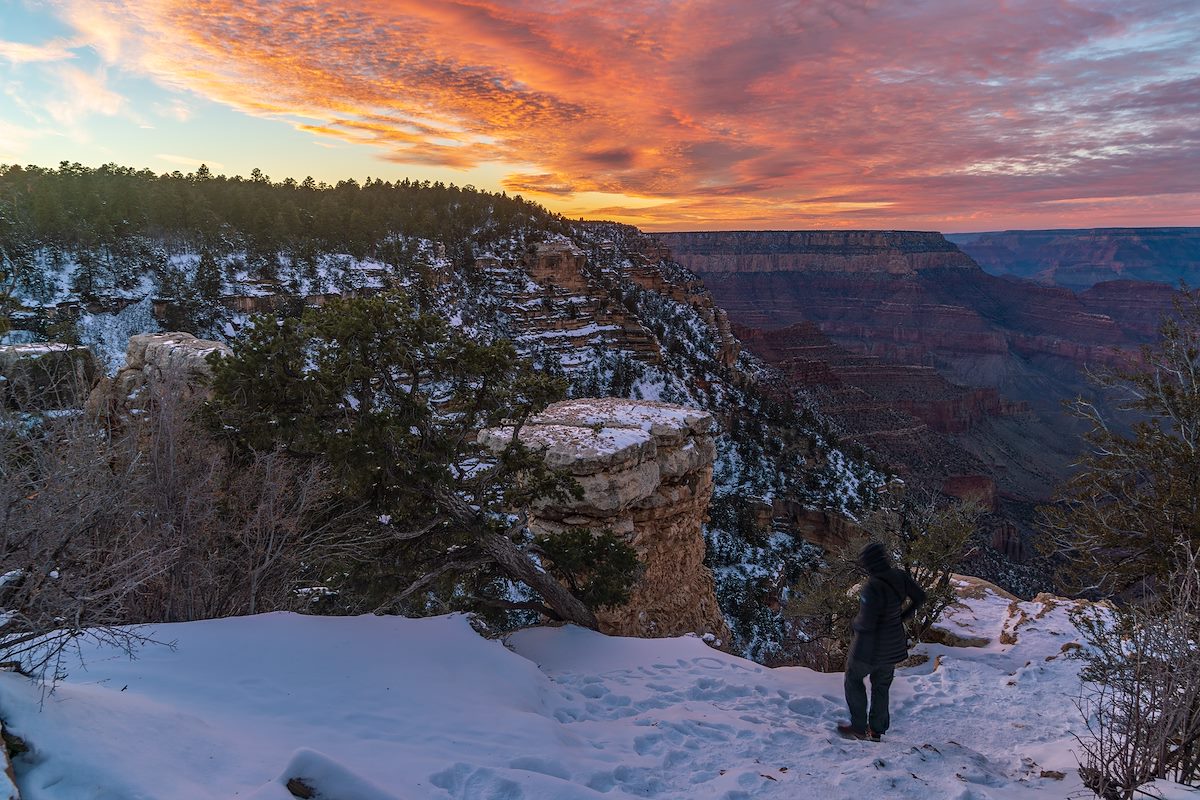 2018 December Snow and Sunset at the top of the Grandview Trail