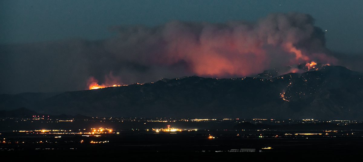 2020 June Bighorn Fire Burning Down Samaniego Ridge