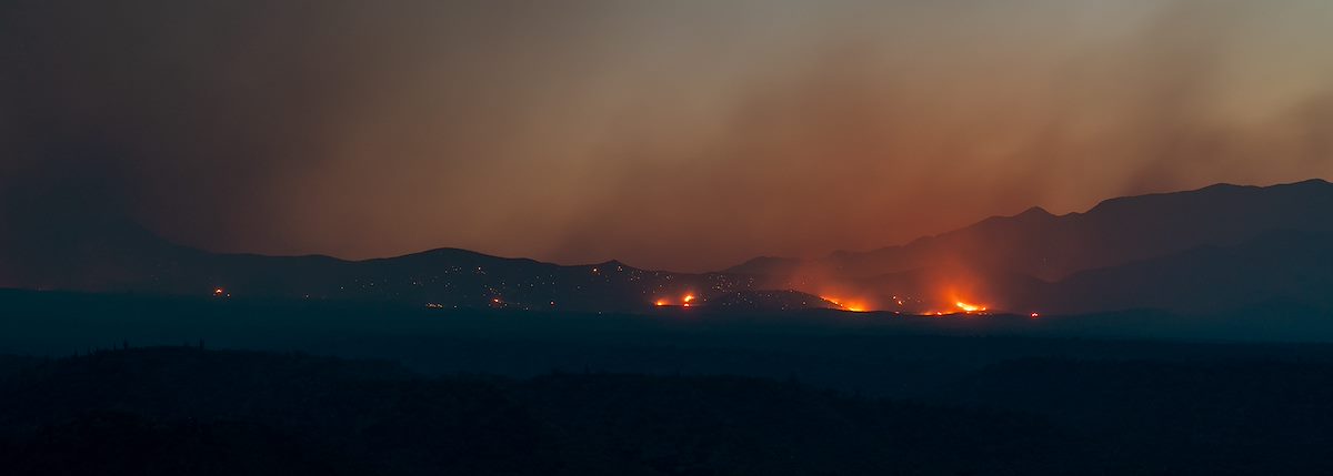 2020 June Bighorn Fire Flames North of Piety Hill