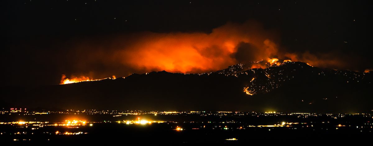 2020 June Bighorn Fire in the Santa Catalina Mountains from Ironwood Forest National Monument