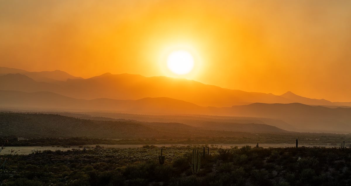 2020 June Sunset over Rice Peak with Smoke from the Bighorn Fire