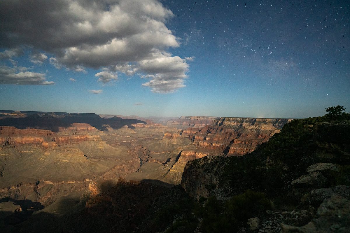 2021 April Night Sky and Clouds over the Grand Canyon from West of Walapai Point