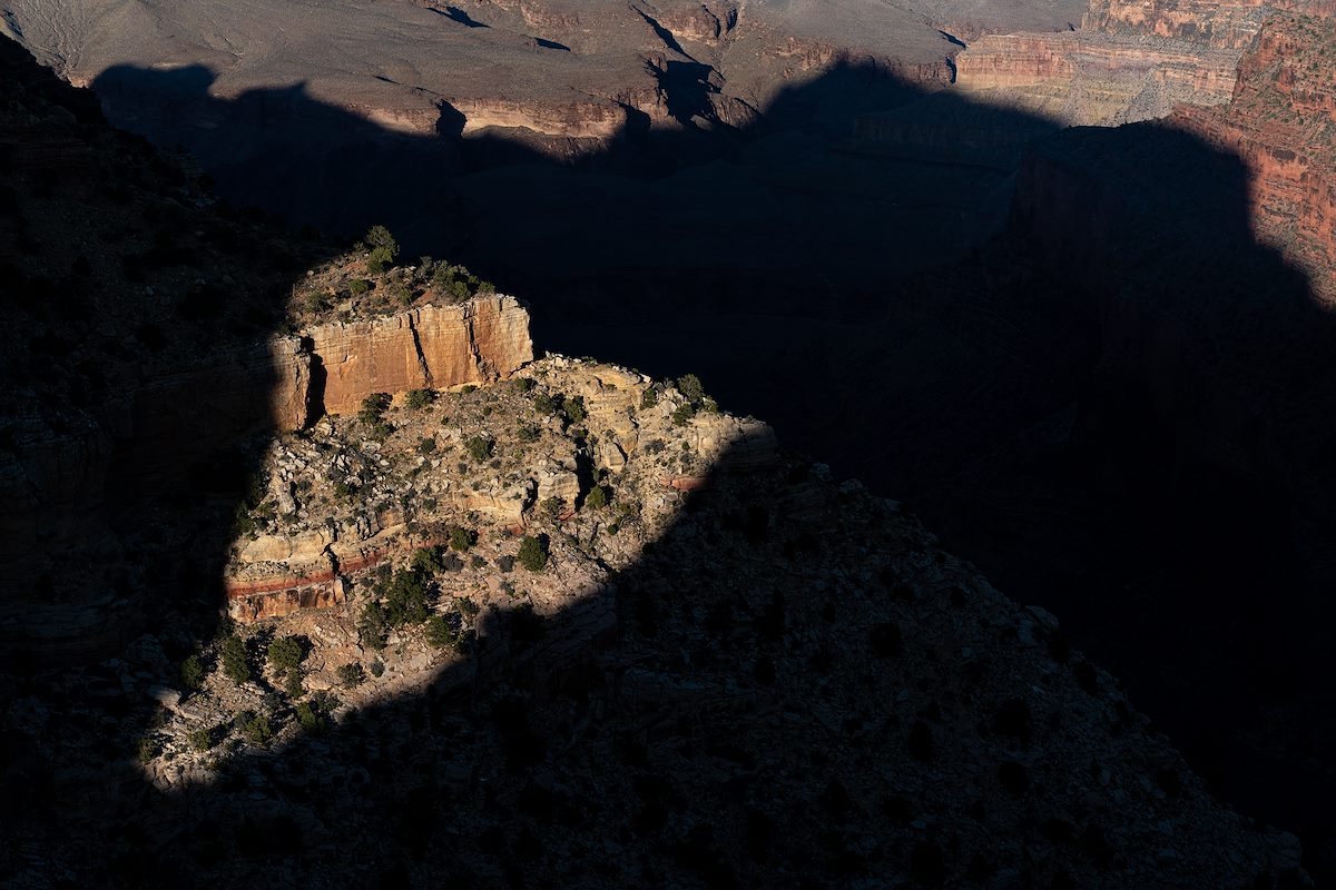 2021 April Sunlight thru the notch between Mescalero Point and Diana Temple