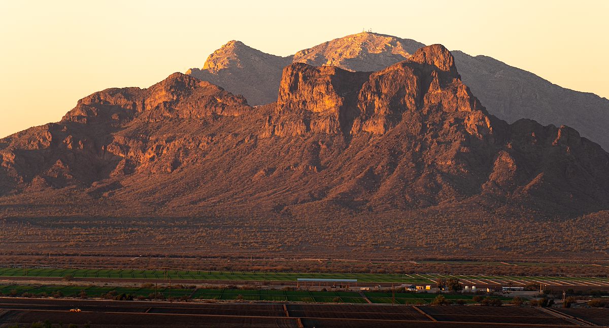 2021 February Picacho and Newman from the Pan Quemado Hills in Ironwood Forest National Monument