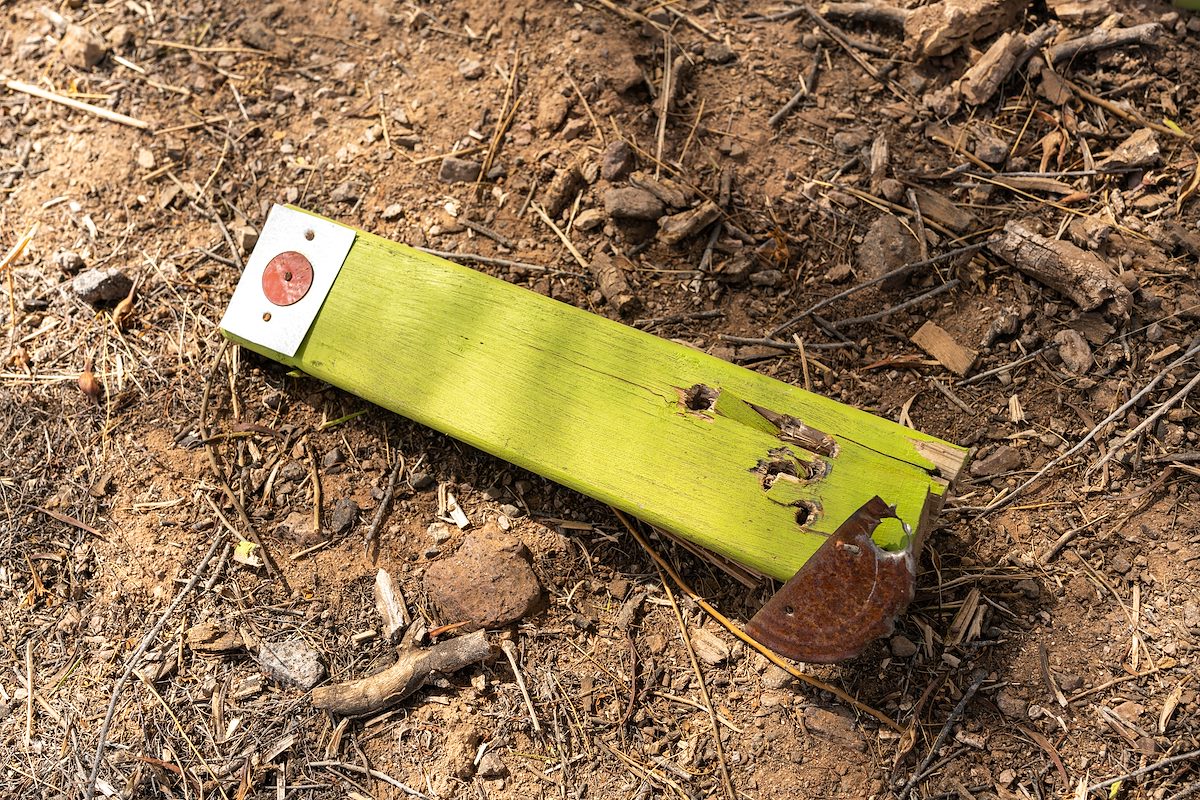 2021 March Destroyed Cross Marking a Migrant Death in Ironwood Forest National Monument