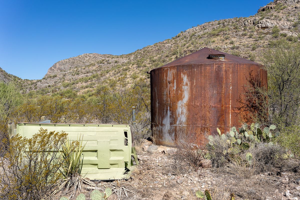 2023 October Rusted Tank and Fallen Porta Potty