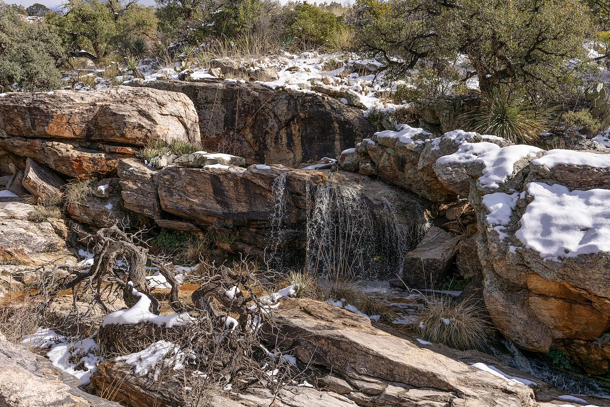 2024 February Snow Surrounding a Stone Canyon