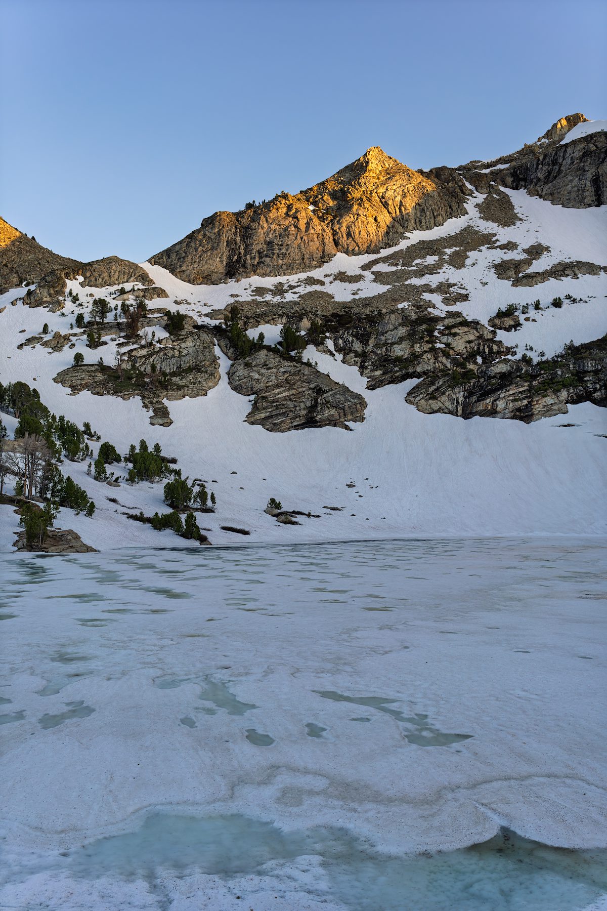 2025 June Frozen Lamoille Lake and a Hint of Sunset