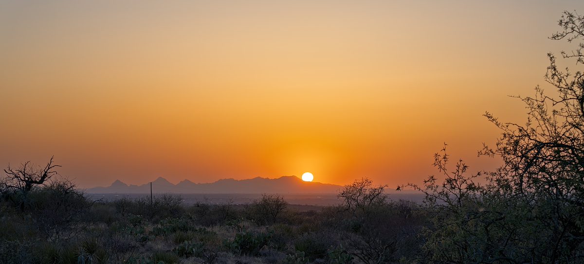 2025 May Sun Against the Tucson Mountains
